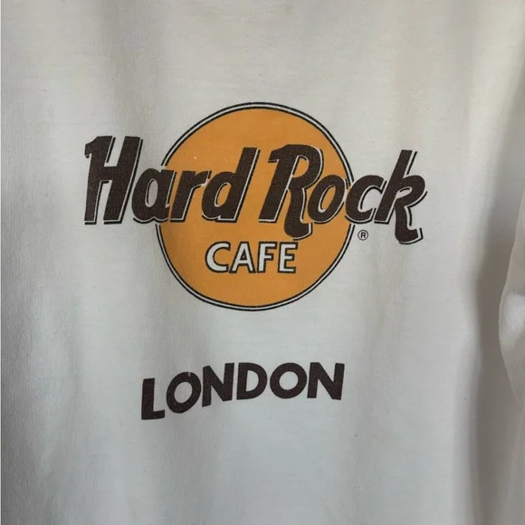 Vntg Hard Rock Cafe London White Crew Neck Sweatshirt Large - Picture 3 of 5
